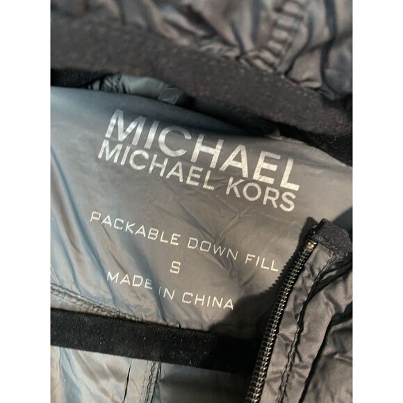 Michael Kors Packable Down Fill Puffer Jacket Coat Women Size Small Black Hooded - Picture 3 of 16
